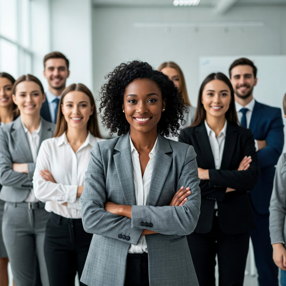 Professional team collaborating in office